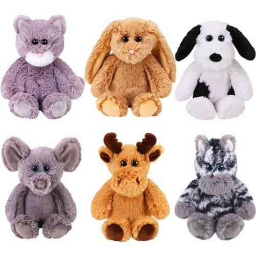 Ty Beanie Boos Attic Baby Stuffed Plush Animal Grizzly Brown Deer Rabbit Zebra Grey Elephant Collection Doll Toy Child Gift 15CM