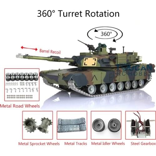 Children Gift Heng Long 1/16 Scale 7.0 Customize Abrams RC Tank 3918 360° Turret Barrel Recoil TH17821-SMT4
