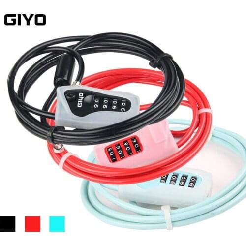 GIYO Bicycle Password Lock 2000mm Anti-theft Lock Mountain Bike Silicone Cable Lock High Quality Steel Wire Carrying Lock L-03