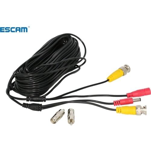 ESCAM 59ft 18m 32ft 10m BNC+DC CCTV Cable for Analog AHD CVI CCTV Surveillance Camera DVR Kit Video Power 2in1 cable Camera