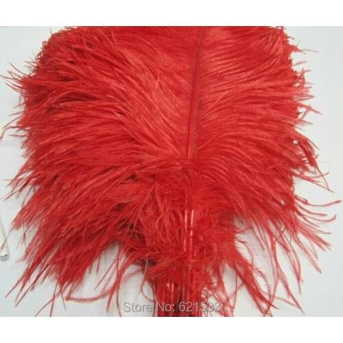 Beautiful!100pcs/lot!14-16inch 35-40CM high quality red ostrich feather Wedding hot Natural freeshipping