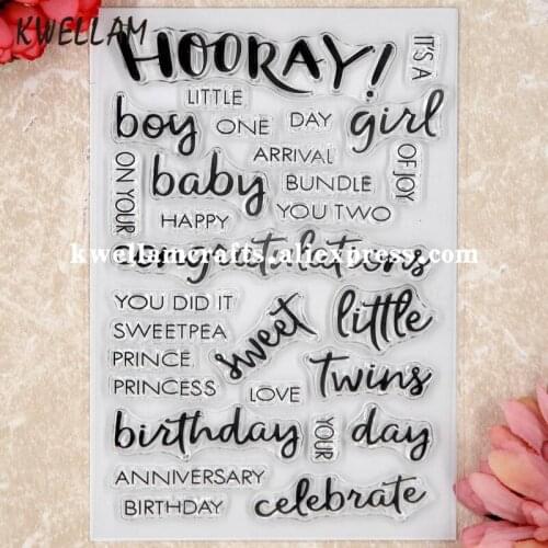 Baby boy girl sweet birthday Scrapbook DIY photo cards rubber stamp clear stamp transparent stamp 11x16cm KW8050425