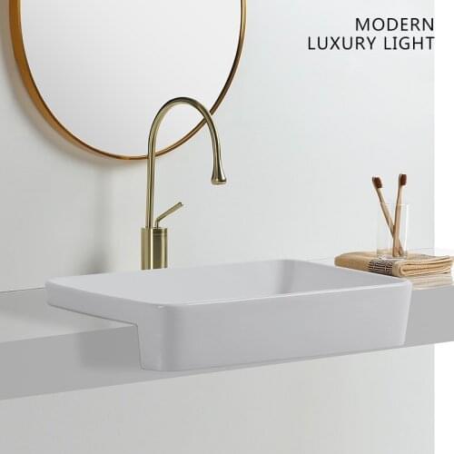 Bathroom Sink Bowls Nordic Ceramic Washbasin Square Basin Simple White Washbasin Home Basin Shampoo Bowl With Tap