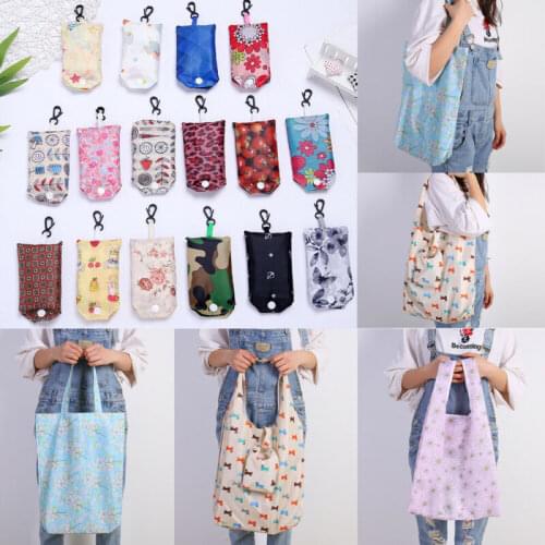 Reusable Foldable Shopping Bag Eco Floral Tote Handbag Fold Away Ladies Pouch Waterproof Folding Shopping Bag