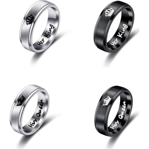 Fashion Her King and His Queen Couple Rings For Women Men Crown Ring Wedding 2020 Jewelry Gift