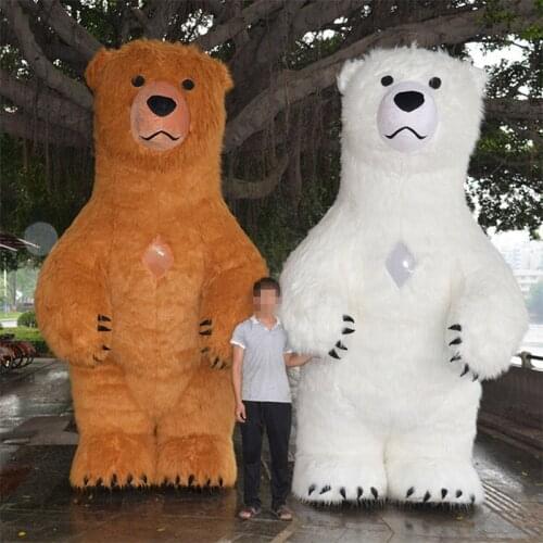 Inflatable Bear Mascot Costume Brown Hairy Polar Bear Cosplay Suit Mall Celebration Event Festival Party Carnival Dancing Mascot