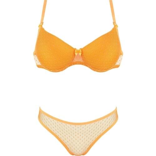 OUTFIT YOUR WONDERFUL NIGHTS IN AMAZING COLOR Womens Orange Points Supported Bra Set FREE SHIPPING