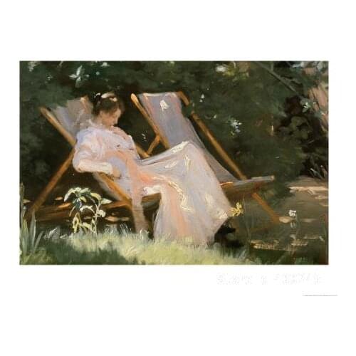 Wall art Woman Sitting in a Garden Chair at Skagen by Peder Severin Kroyer decor paintings Hand painted High quality
