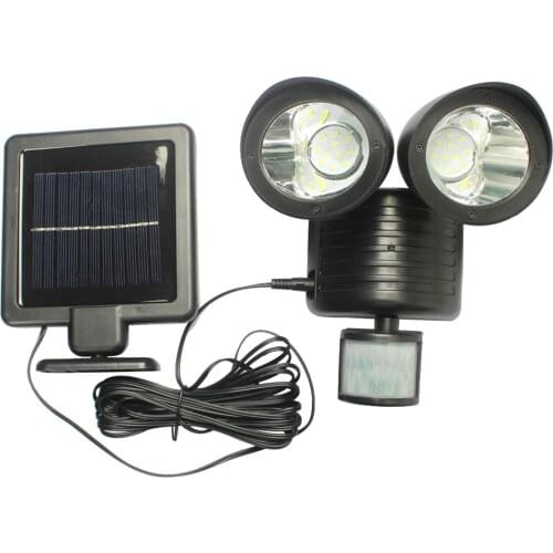 22LED Solar Wall Lamps Powered PIR Motion Sensor Security Floodlight Dual Head Outdoor Solar Garden Yard Pathway Light