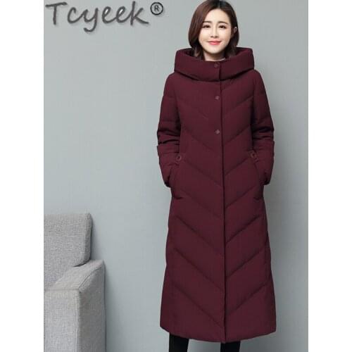 Tcyeek 2021 New Fashion Winter Jackets Women Warm Hooded White Duck Down Coats Famale Long Korean Parkas Femme Casacos SQQ439