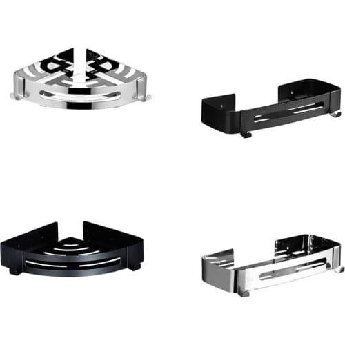 Stainless Steel Shower Storage Shelf Durable Shampoo Holder Bathroom Storage Rack Punch/punch-free with Mounting Tool