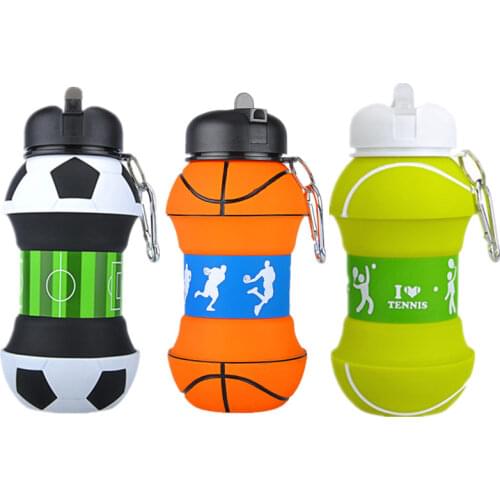 2019 Portable Plastic Folding Football Water Bottle 1/2Pcs Eco-Friendly CampTravel Picnic School For Adult Kid Children 550 ML
