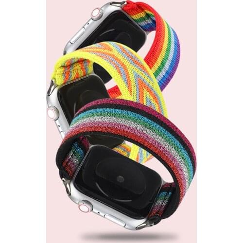 New WatchBand for Apple watch band 40mm 38mm 44mm 42mm 17 colors Elastic belt solo loop bracelet iWatch series 3 4 5 SE 6 Strap