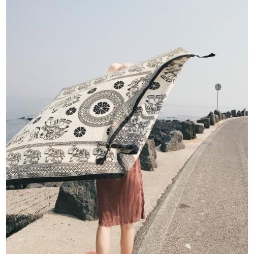 Autumn new style retro elephant print scarf sunscreen and air-conditioning dual-use ethnic style long female shawl