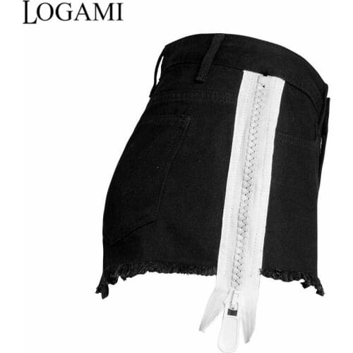 LOGAMI Both Side Zipper Tassel Woman Shorts Cotton Sexy Summer Shorts For Women Casual Denim Short Jeans