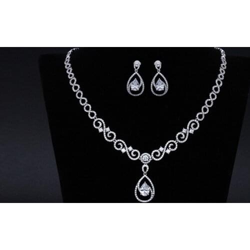 Sparkling Wedding Cubic Zirconia Necklace Set Bridal CZ Jewelry set Bridesmaids Women Jewelry Accessories