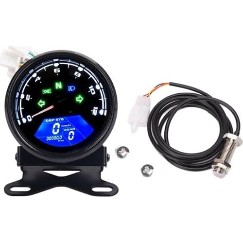 Universal Motorcycle Lcd Digital Meter Odometer Tachometer Speedometer 12000RPM Gauge with Bracket