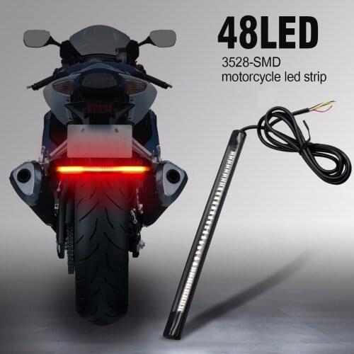 Universal Motorcycle Rear Tail Brake Stop Turn Signal 48 LED SMD Light Strip