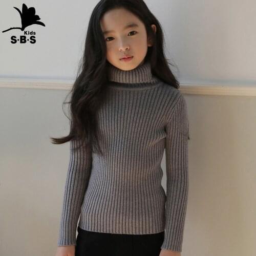 Plush Philology Inside Pure Color Winter Boy and Girl Kid Thick Knitted Turtleneck Solid Pullover Sweater Fluff Children Clothes