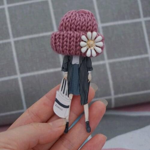 2020 Cute Fashion Handmade Acrylic Badge model Brooches Pins For Woman Plastic Girl Model Brooch Harajuku Accessories