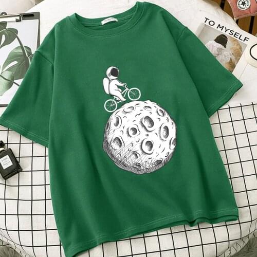 Women Astronaut Vintage Tumblr Ulzzang T Shirts Camisetas De Mujer Neck Tops Tee Harajuku TShirt Femme Roupas Femininas Vetement