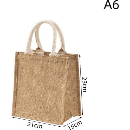 1 pcs Gift Packaging with 100% Jute Stacking Shopping DIY Eco-friendly Linen Tote Bag Ins Custom Printed LogoA6 Linen Bag