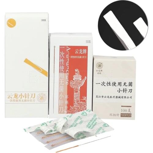 100 Pcs / box Disposable Sterile Acupuncture Needles Copper Handle Blade Flat Edge Knife Needle Acupotomy Needle