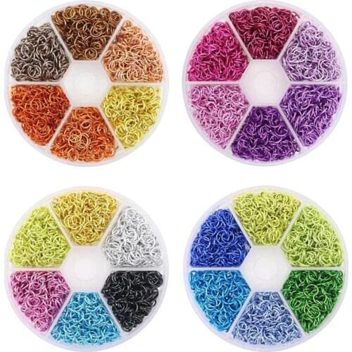 1080pcs/Box 6mm Aluminum Rings Jewelry Nail Art Decorations with Hole Nail Drill Mixed Color Open Single Loops Supplies RS#70
