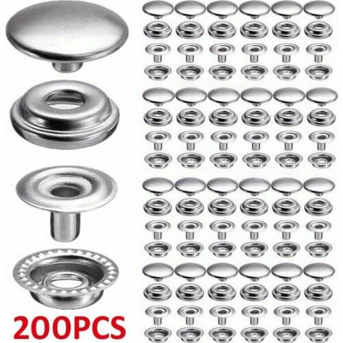 200pcs Buttons Snap Fastener Canvas Cap Screw Kit Tent Marine Boat Car Canopy Tools Buttons Up Jeans Snap Craft Embellishments