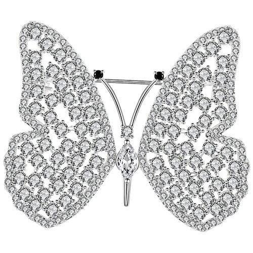 2019 Trend Personality Copper Brooch Open Wings Fying Butterfly Beautiful Touching Copper Zircon Brooch Pin High Quality