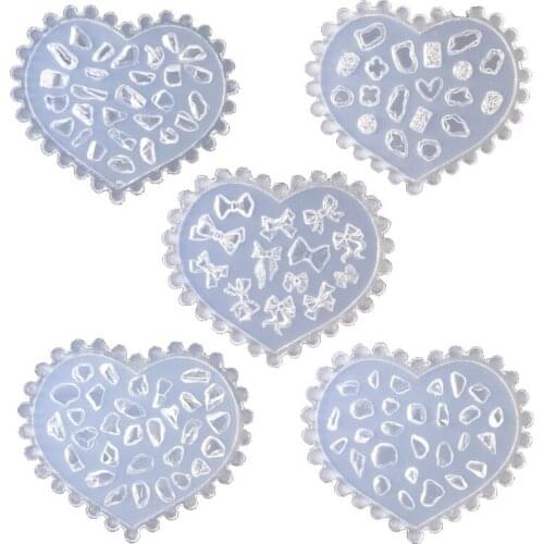 5 Pcs 3D Bowknot Nail Art Decoration Epoxy Resin Mold Nails Stickers Jewelry Silicone Mould DIY Crafts Casting Tool