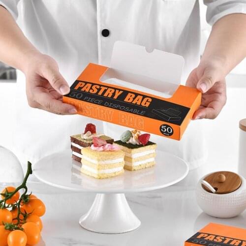 50 Packs Of Pumping Boxes With Transparent Piping Bags Food Grade Disposable Squeezed Cream Bag Kitchen Baking Tools Accessories