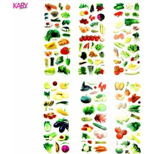6 Sheets Real Vegetables Greens Greengrocery Tomatoes Scrapbooking Bubble Stickers Gifts Reward Kids Toys Factory Direct Sales