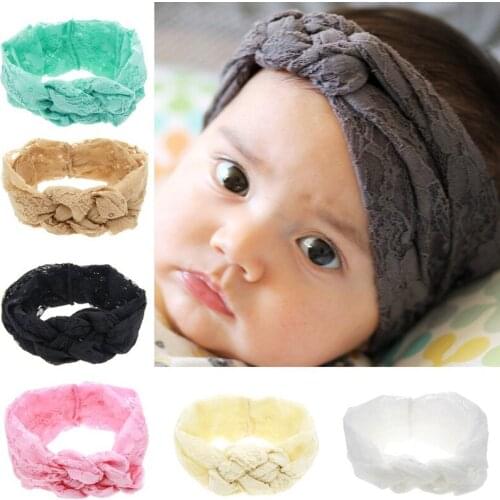 7PCS/LOT FASACC Girls Headband Turban Lace Flower Headband Knitting Cross Knot Headband Head Wrap A34