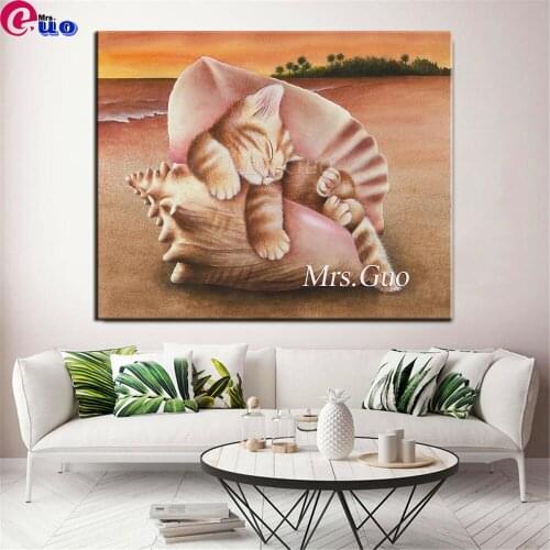 Conch Kitten DIY Full Drill Square/Round 5D Diamond Painting Cat 3D Diamond Embroidery Cross Stitch Kit Mosaic Rhinestone Gift