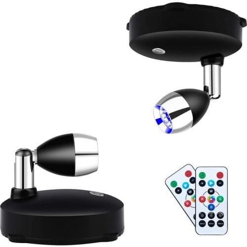 Wireless Spotlight Battery Operated Accent Lights,Dimmable LED Spotlights with Remote Rotatable Wall Light (2 Pack)