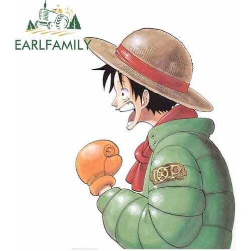 EARLFAMILY 13cm x 9.4cm For One Piece Sunscreen Car Stickers Air Conditioner Decal Anime Waterproof Occlusion Scratch Decor