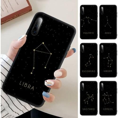 12 Constellations Zodiac Signs Black Silicone Mobile Phone Case For Samsung J7 J6 K5 J4 Note 5 8 9 10 Lite Plus 20 Ultra Cover