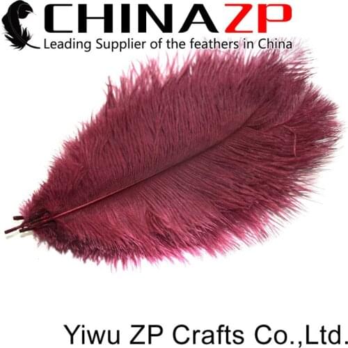 CHINAZP Factory 40~45cm(16~18inch) Length 100pcs/lot Unique Dyed Burgundy Ostrich Feathers