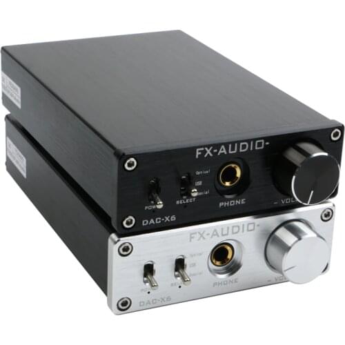 FX-AUDIO DAC-X6 HiFi 2.0 Digital Audio Decoder DAC Input USB/Coaxial/Optical Output RCA/ Headphone Amplifier 24Bit/96KHz DC12V