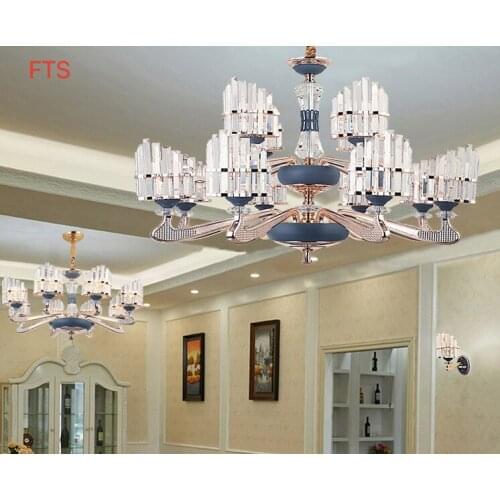 Zinc alloy light luxury chandelier crystal living room light modern atmosphere hall dining room lamp villa chandelier lamp