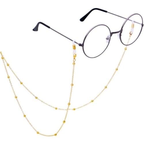 Gold/Silver Color Bead Glasses Mask Chain Strap Hang On the Neck Sunglasses Holder Rope for Women Eyeglasses Eyewear Lanyard
