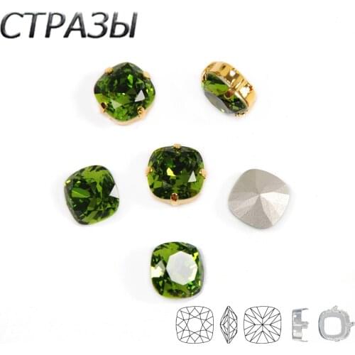 CTPA3bI Olivine Color Crystal Sewing Rhinestones With Claw Strass Glass Stones Sew On Rhinestones DIY Clothes Dress Decoration