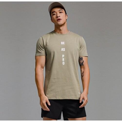Letter printing sports mens T-shirt summer cotton round neck fast drying breathable casual Fitness mens short sleeves Tees