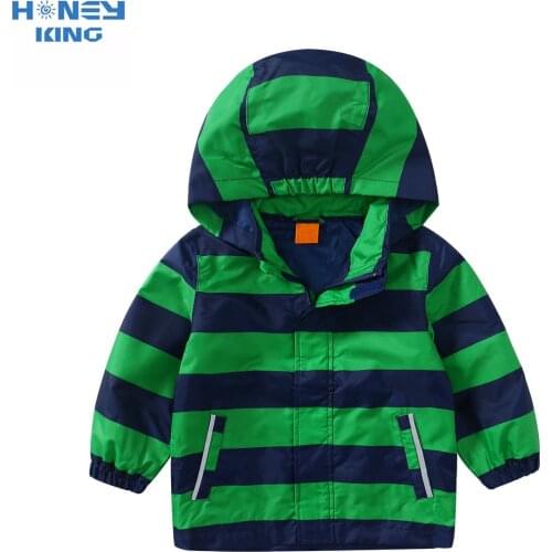 HONEYKING Baby Infant Clothes Cute Waterproof Hooded Striped Coat Boys Girls Outerwear Toddler Jacket Kids Cute Coats