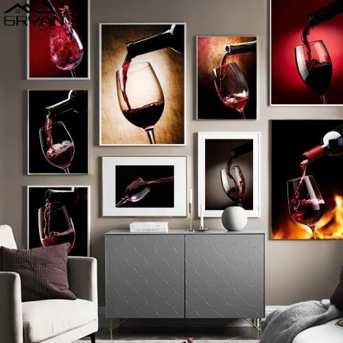 Nordic Red Wine Elegant Canvas Wall Art Print Painting On Canvas Restaurant Dining Room Posters Home Bar New House Decor Picture