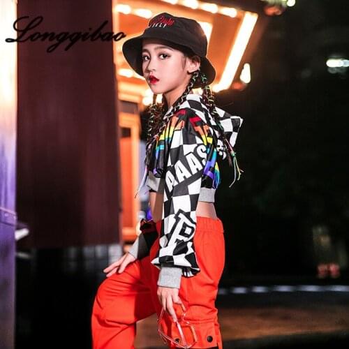 Jazz Dance Costume Hiphop Suit Girls Korean Version of The Loose Shirt Children Hip Hop Street Dance Performance Girl Clothes