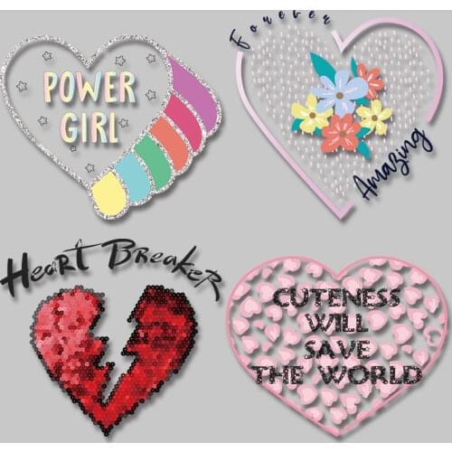 Colorful Heart Applique on Clothes Ironing stickers Heat Transfer Heat Transfer PVC Patch Iron Transfer Washable