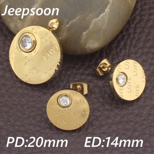 Round Lover Fashion Stainless Steel Jewelry Gold Color Pendant And Earring Sets For Women SGGIBNBF
