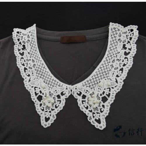 Lace false collar white embroidered fake lace collar trim diy women applique sewing supplies african guipure lace collars#3520